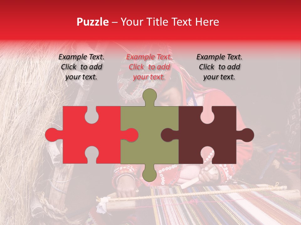 A Woman In A Red Dress Is Weaving A Piece Of Fabric PowerPoint Template