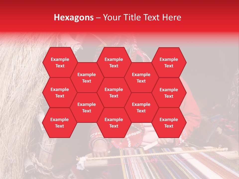 A Woman In A Red Dress Is Weaving A Piece Of Fabric PowerPoint Template