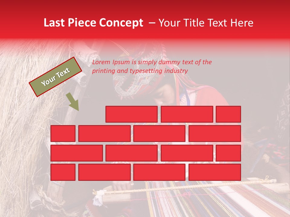 A Woman In A Red Dress Is Weaving A Piece Of Fabric PowerPoint Template