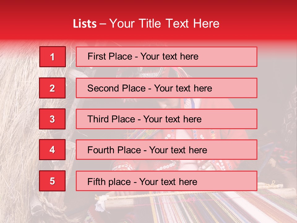 A Woman In A Red Dress Is Weaving A Piece Of Fabric PowerPoint Template