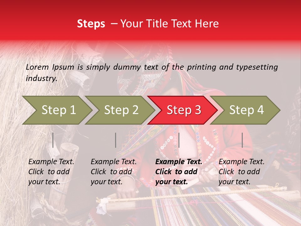 A Woman In A Red Dress Is Weaving A Piece Of Fabric PowerPoint Template