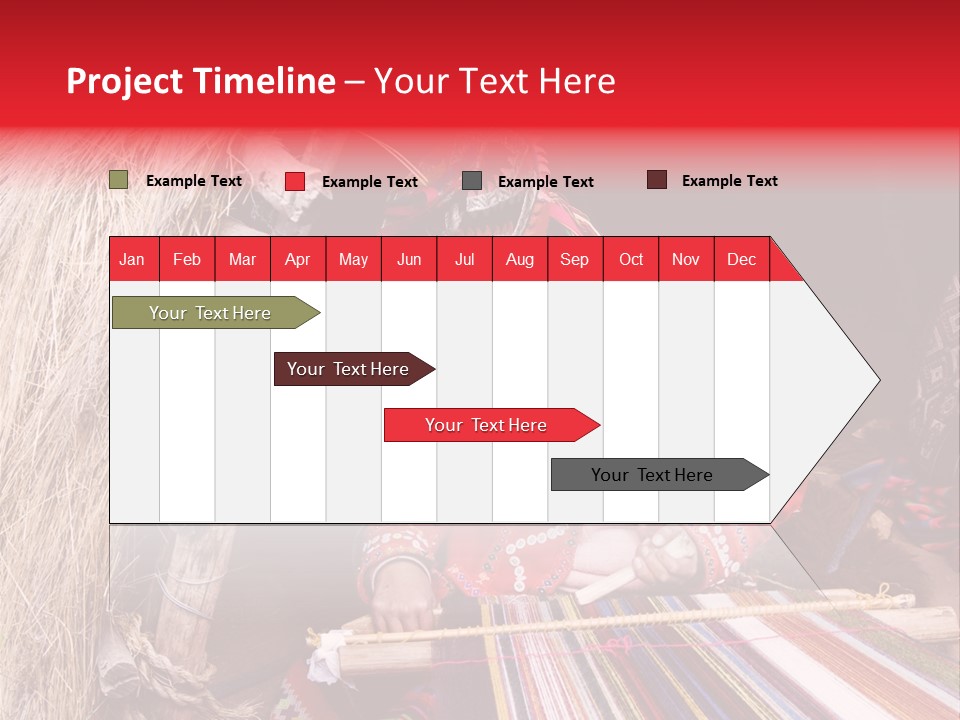 A Woman In A Red Dress Is Weaving A Piece Of Fabric PowerPoint Template