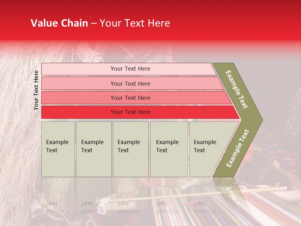 A Woman In A Red Dress Is Weaving A Piece Of Fabric PowerPoint Template