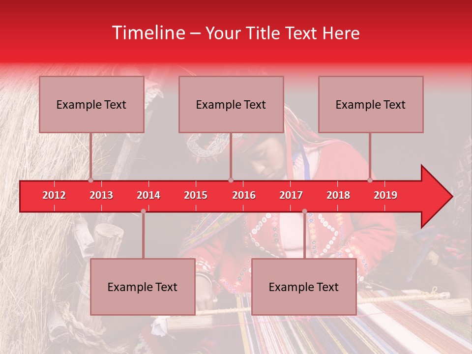 A Woman In A Red Dress Is Weaving A Piece Of Fabric PowerPoint Template