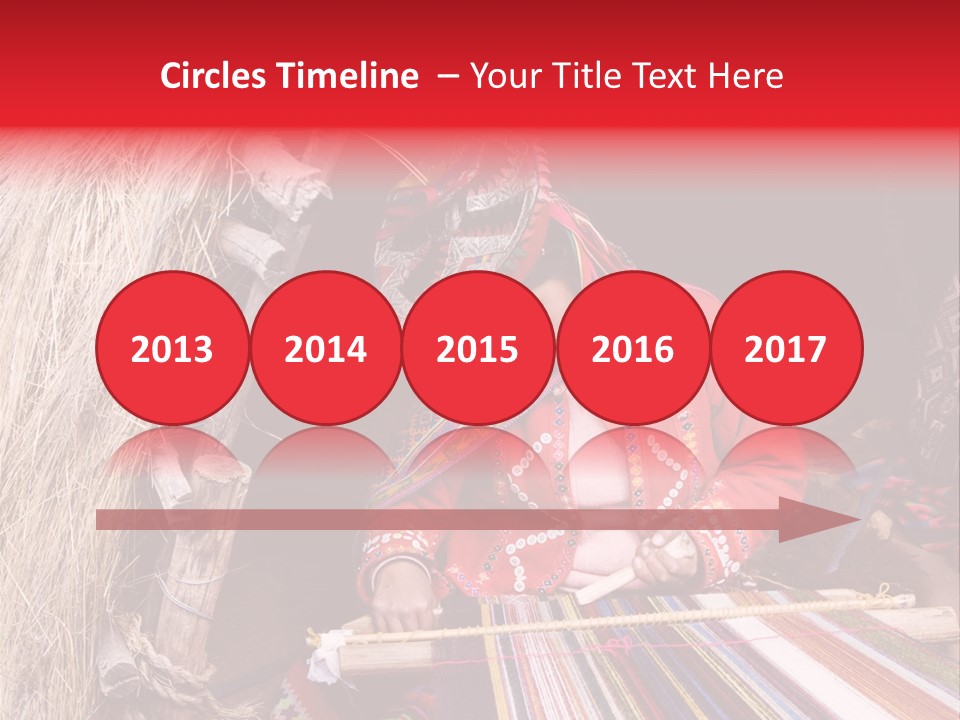 A Woman In A Red Dress Is Weaving A Piece Of Fabric PowerPoint Template