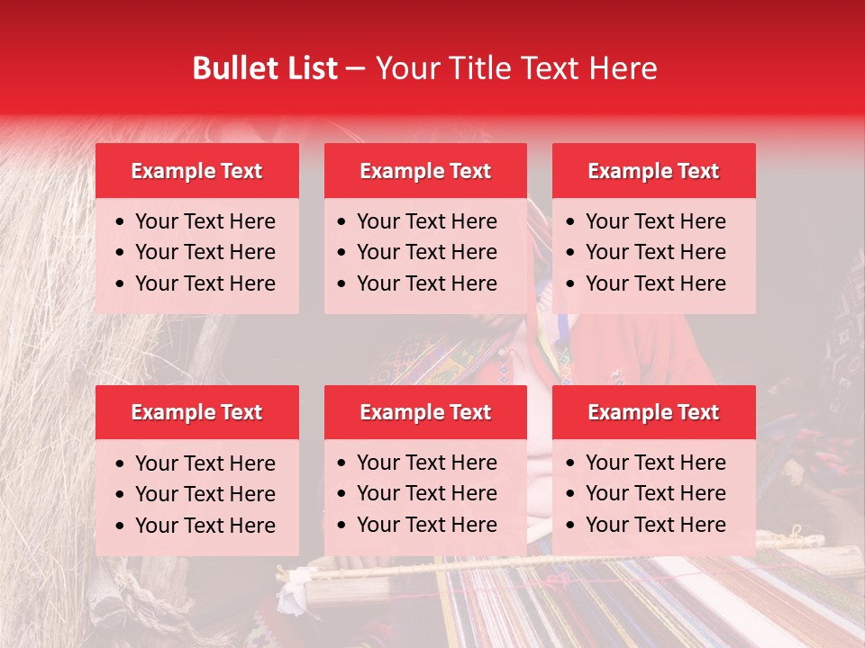 A Woman In A Red Dress Is Weaving A Piece Of Fabric PowerPoint Template