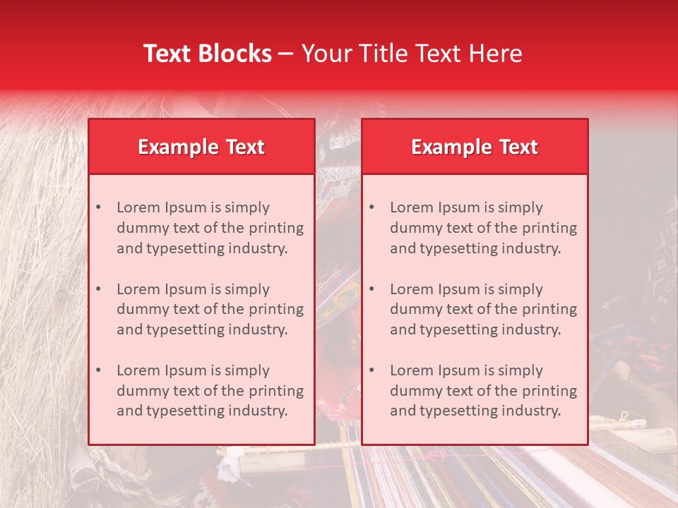 A Woman In A Red Dress Is Weaving A Piece Of Fabric PowerPoint Template