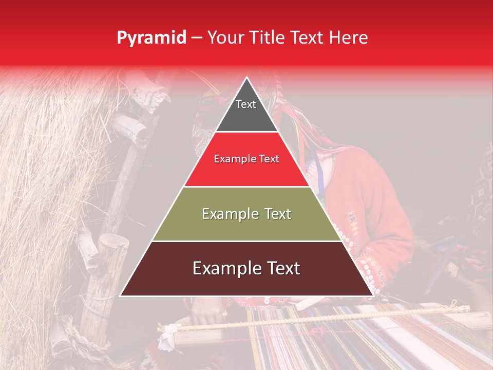 A Woman In A Red Dress Is Weaving A Piece Of Fabric PowerPoint Template