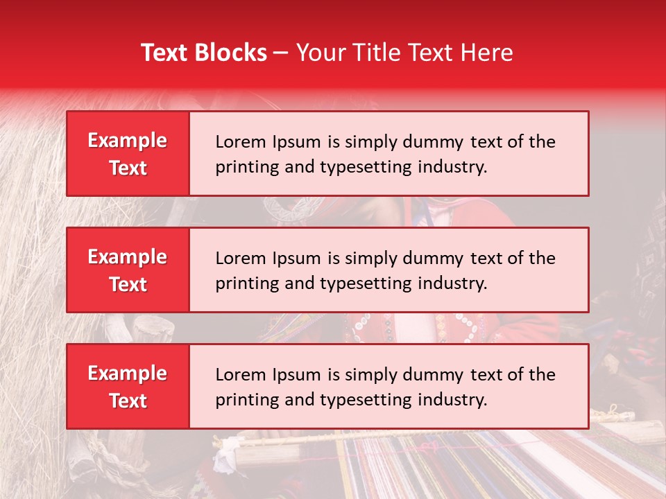 A Woman In A Red Dress Is Weaving A Piece Of Fabric PowerPoint Template