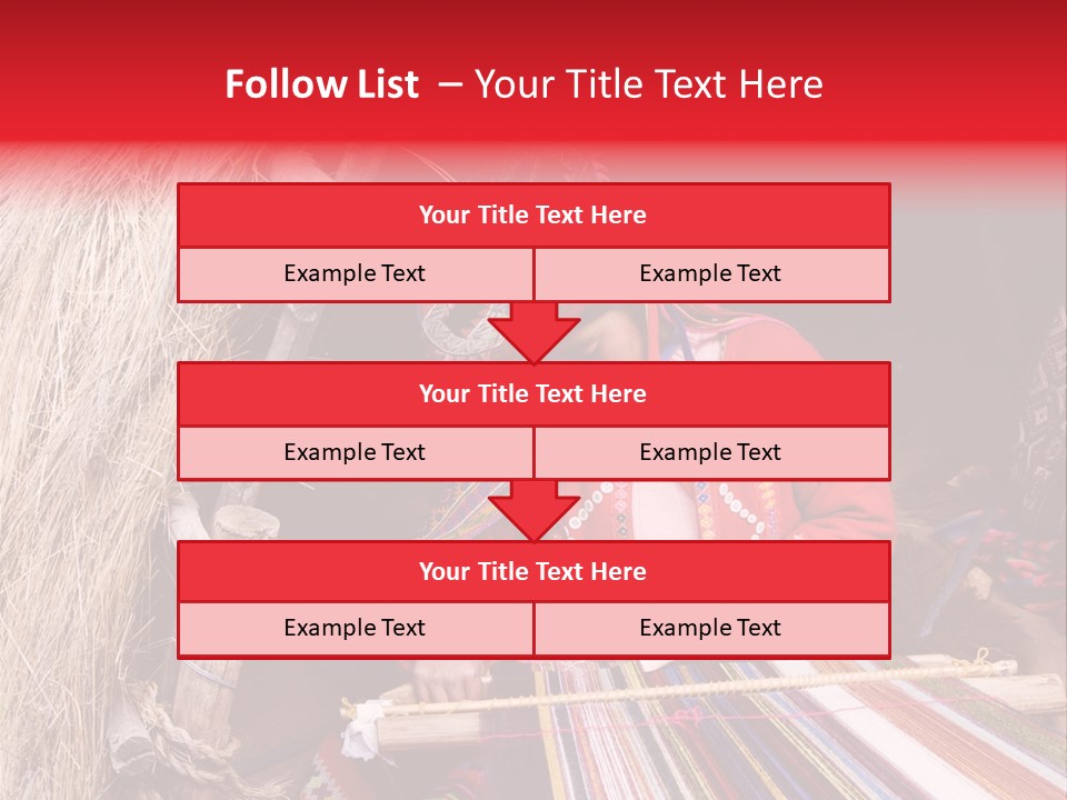 A Woman In A Red Dress Is Weaving A Piece Of Fabric PowerPoint Template
