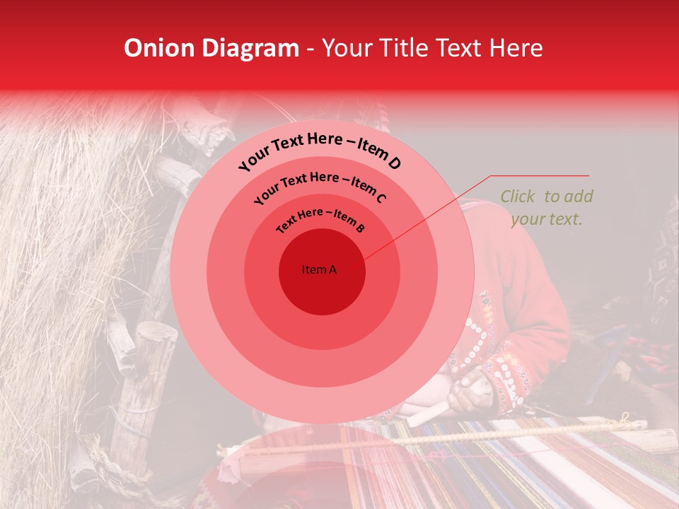 A Woman In A Red Dress Is Weaving A Piece Of Fabric PowerPoint Template