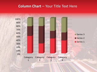 A Woman In A Red Dress Is Weaving A Piece Of Fabric PowerPoint Template