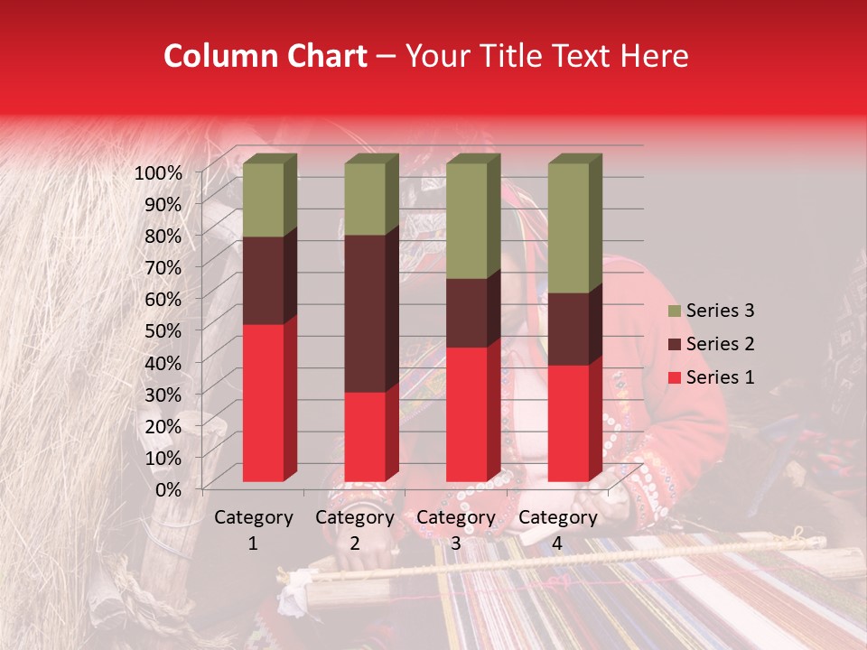 A Woman In A Red Dress Is Weaving A Piece Of Fabric PowerPoint Template