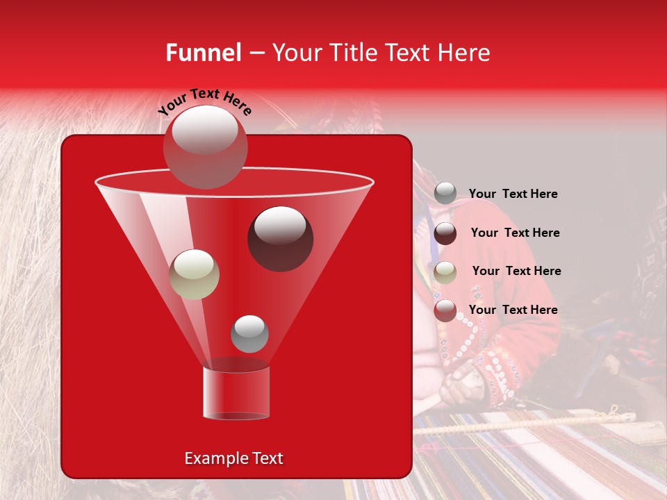 A Woman In A Red Dress Is Weaving A Piece Of Fabric PowerPoint Template