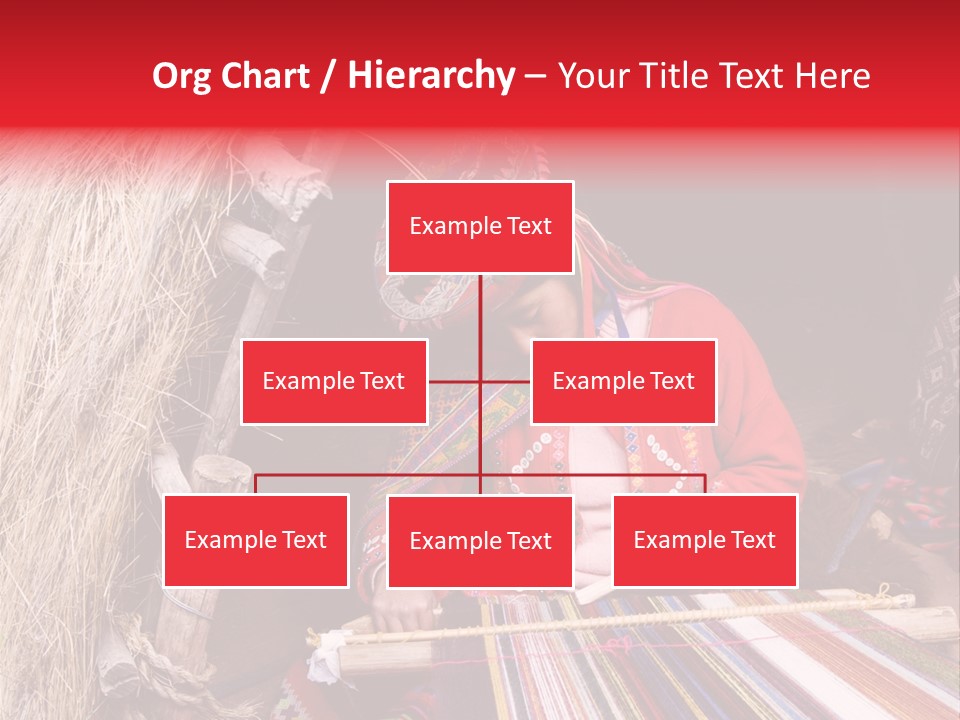 A Woman In A Red Dress Is Weaving A Piece Of Fabric PowerPoint Template