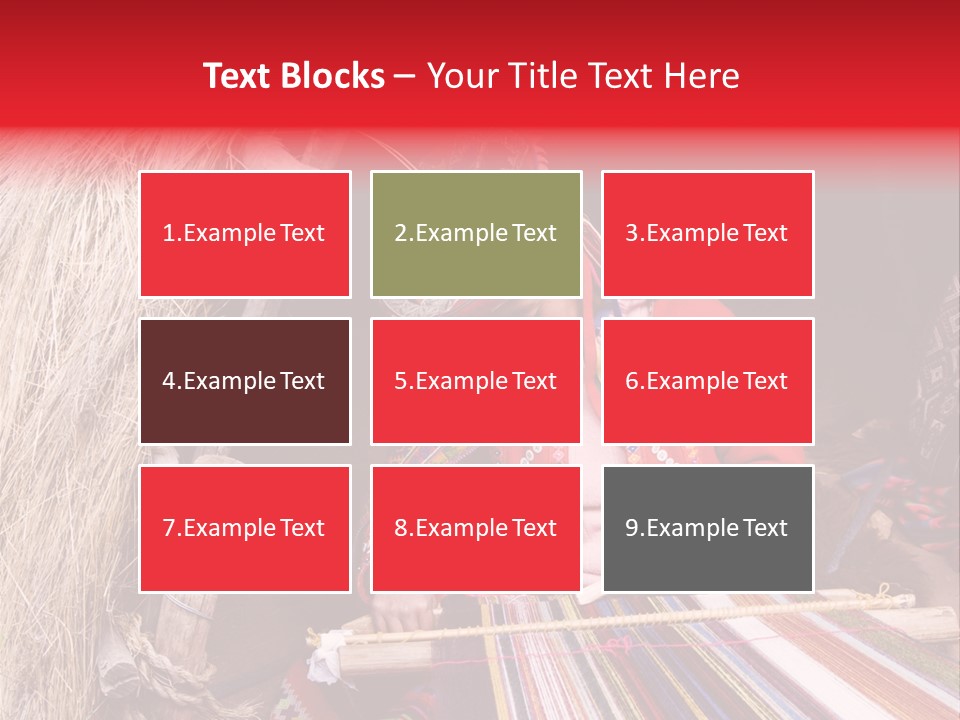 A Woman In A Red Dress Is Weaving A Piece Of Fabric PowerPoint Template