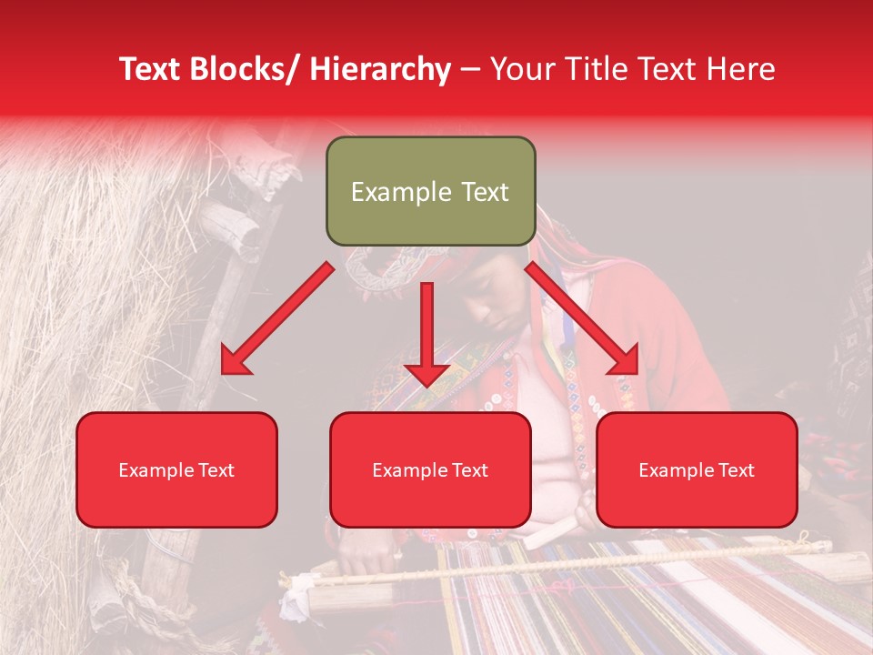 A Woman In A Red Dress Is Weaving A Piece Of Fabric PowerPoint Template