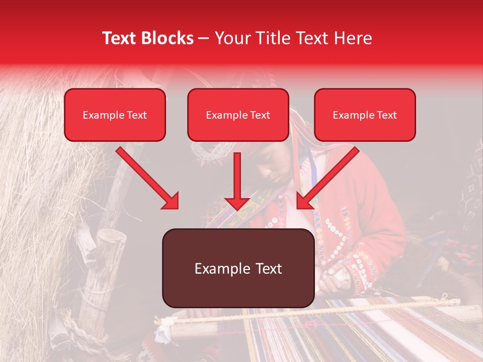 A Woman In A Red Dress Is Weaving A Piece Of Fabric PowerPoint Template