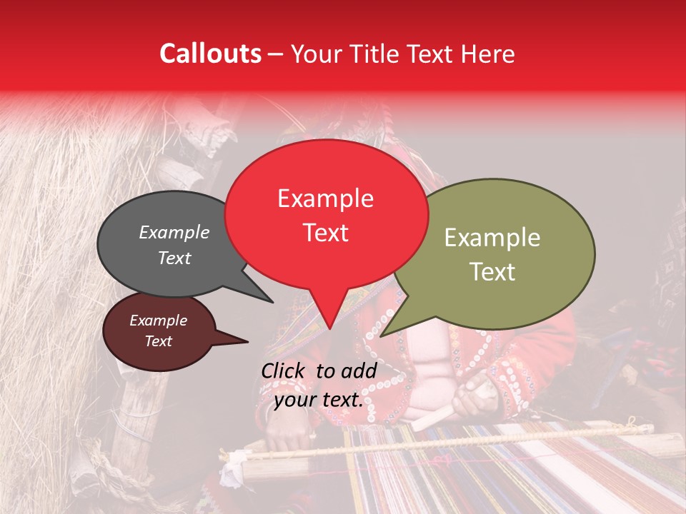 A Woman In A Red Dress Is Weaving A Piece Of Fabric PowerPoint Template