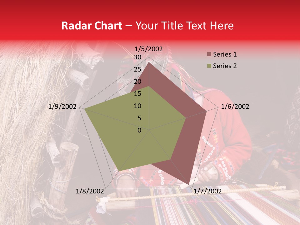 A Woman In A Red Dress Is Weaving A Piece Of Fabric PowerPoint Template