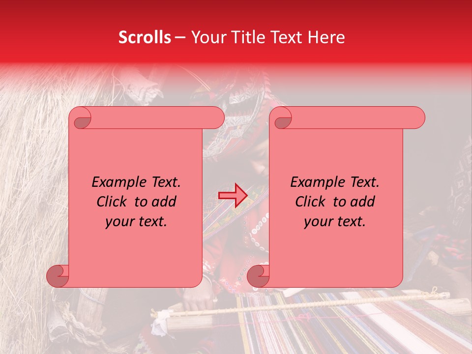 A Woman In A Red Dress Is Weaving A Piece Of Fabric PowerPoint Template