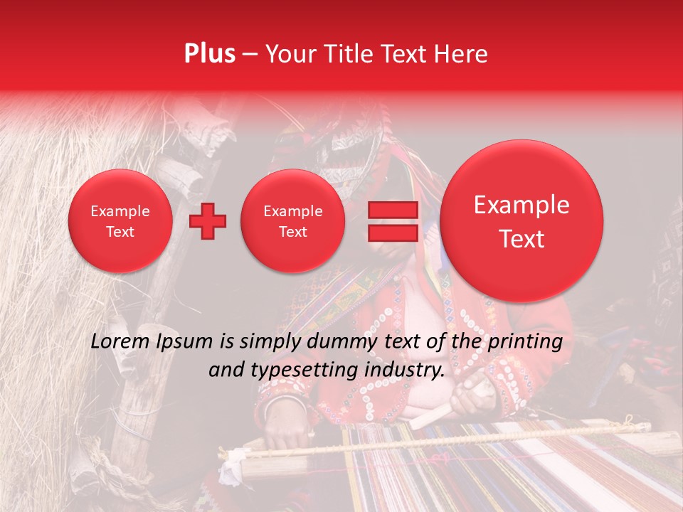 A Woman In A Red Dress Is Weaving A Piece Of Fabric PowerPoint Template