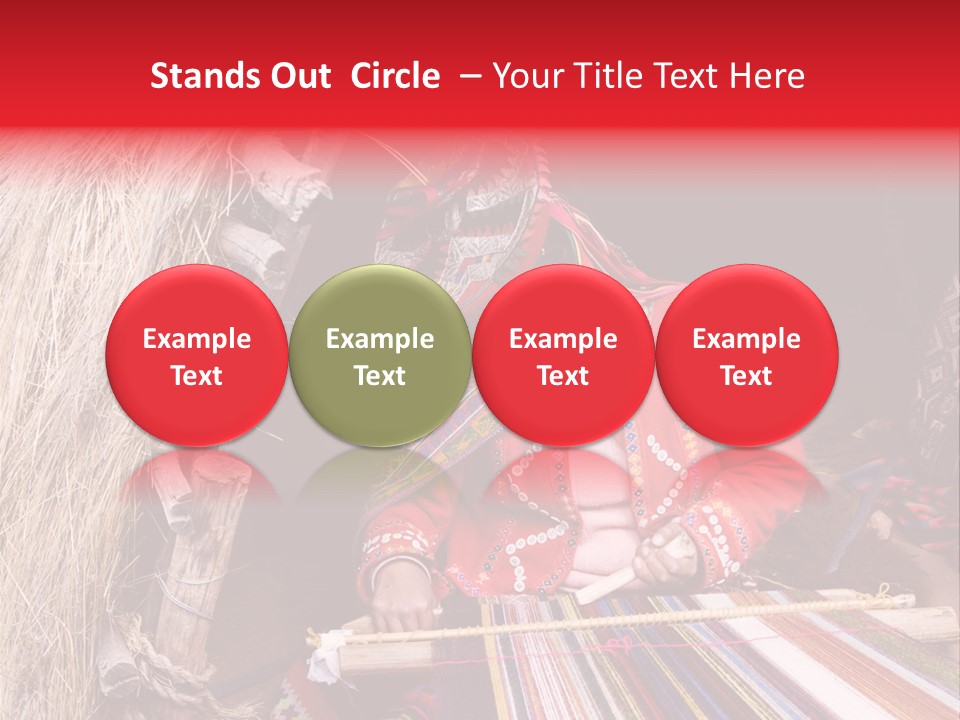 A Woman In A Red Dress Is Weaving A Piece Of Fabric PowerPoint Template