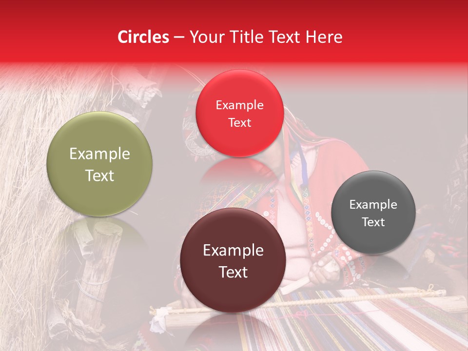 A Woman In A Red Dress Is Weaving A Piece Of Fabric PowerPoint Template