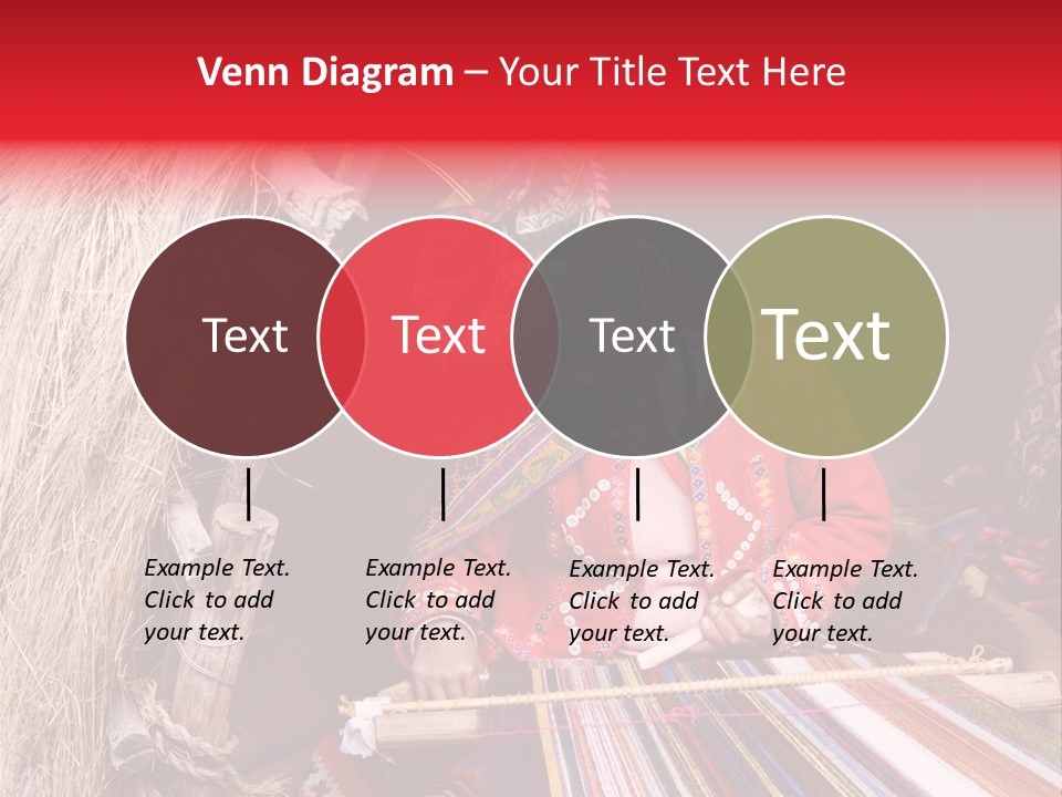 A Woman In A Red Dress Is Weaving A Piece Of Fabric PowerPoint Template