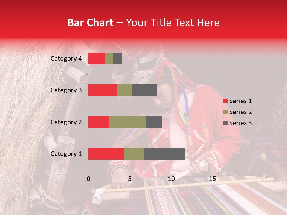 A Woman In A Red Dress Is Weaving A Piece Of Fabric PowerPoint Template