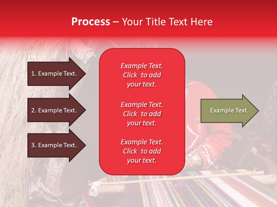 A Woman In A Red Dress Is Weaving A Piece Of Fabric PowerPoint Template