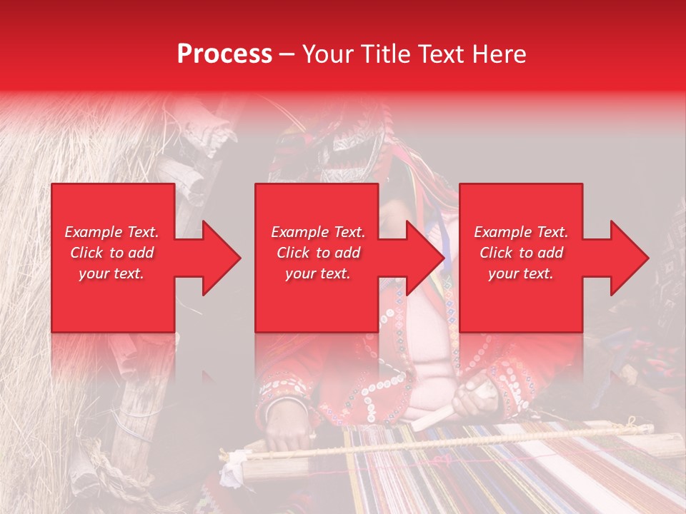 A Woman In A Red Dress Is Weaving A Piece Of Fabric PowerPoint Template