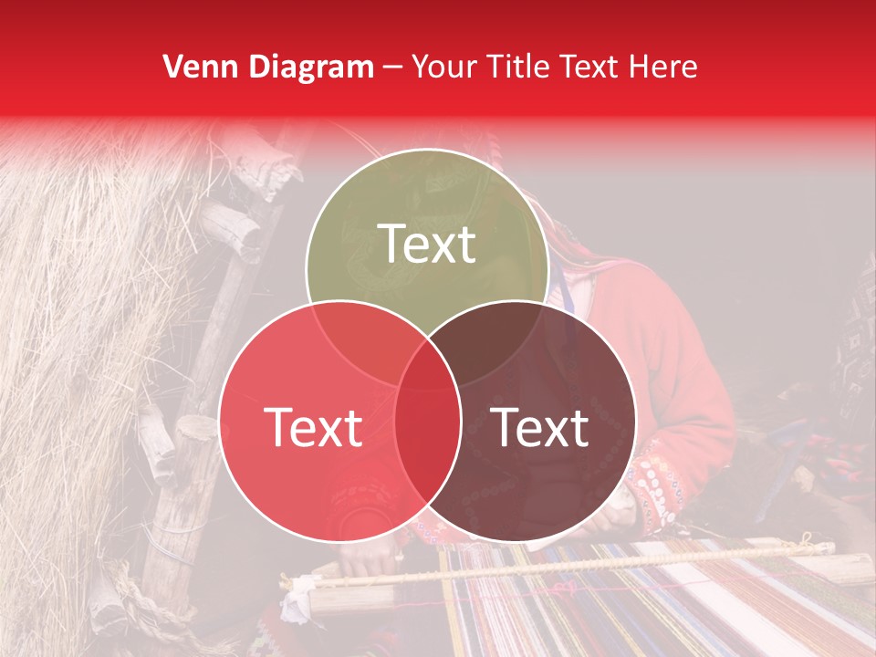 A Woman In A Red Dress Is Weaving A Piece Of Fabric PowerPoint Template