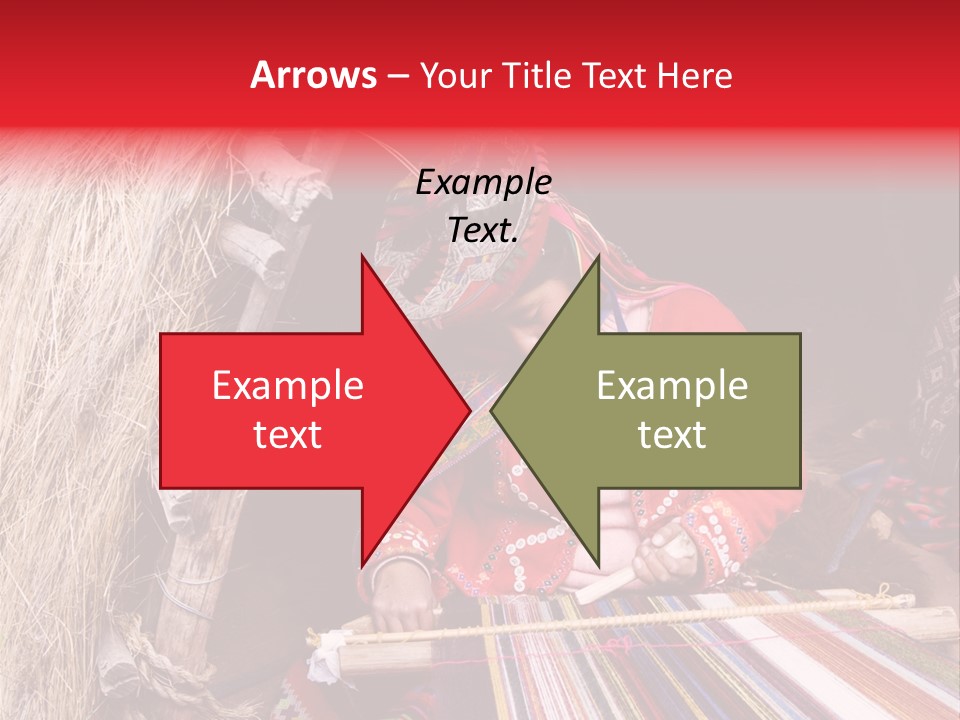 A Woman In A Red Dress Is Weaving A Piece Of Fabric PowerPoint Template