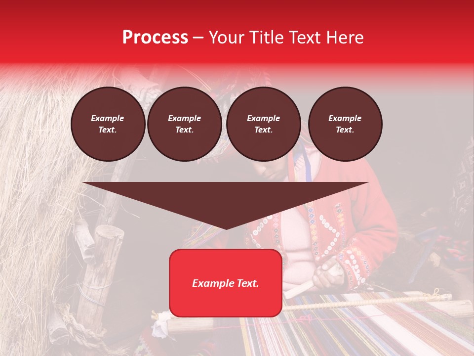 A Woman In A Red Dress Is Weaving A Piece Of Fabric PowerPoint Template