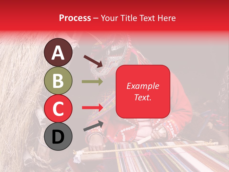 A Woman In A Red Dress Is Weaving A Piece Of Fabric PowerPoint Template