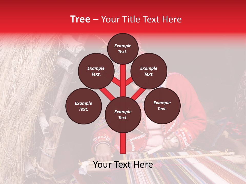 A Woman In A Red Dress Is Weaving A Piece Of Fabric PowerPoint Template