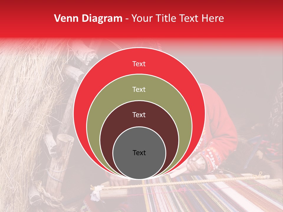 A Woman In A Red Dress Is Weaving A Piece Of Fabric PowerPoint Template