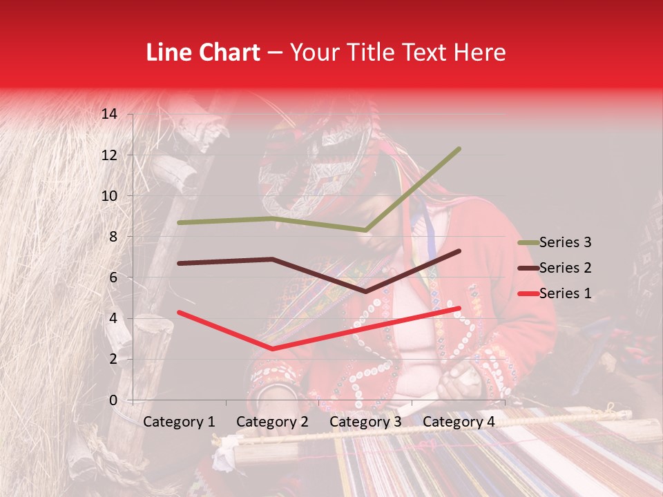 A Woman In A Red Dress Is Weaving A Piece Of Fabric PowerPoint Template