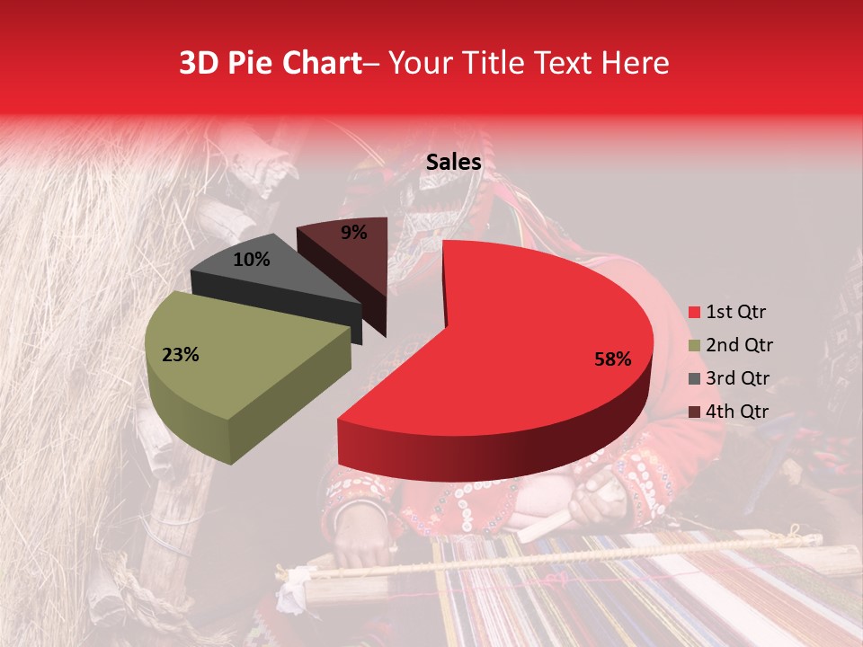 A Woman In A Red Dress Is Weaving A Piece Of Fabric PowerPoint Template