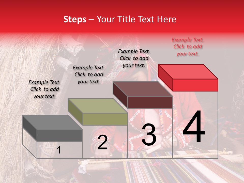 A Woman In A Red Dress Is Weaving A Piece Of Fabric PowerPoint Template