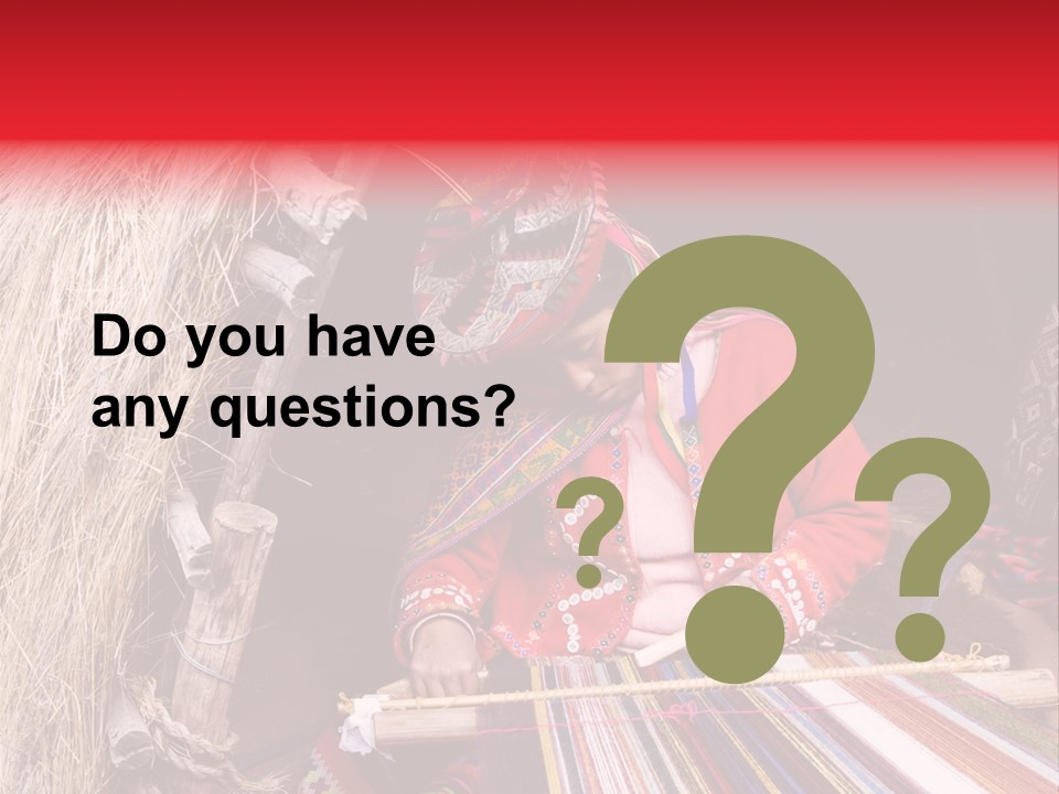 A Woman In A Red Dress Is Weaving A Piece Of Fabric PowerPoint Template