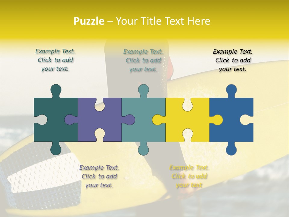 A Woman In A Wet Suit Holding A Yellow Surfboard PowerPoint Template