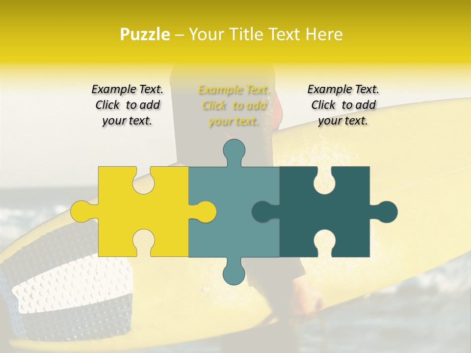 A Woman In A Wet Suit Holding A Yellow Surfboard PowerPoint Template