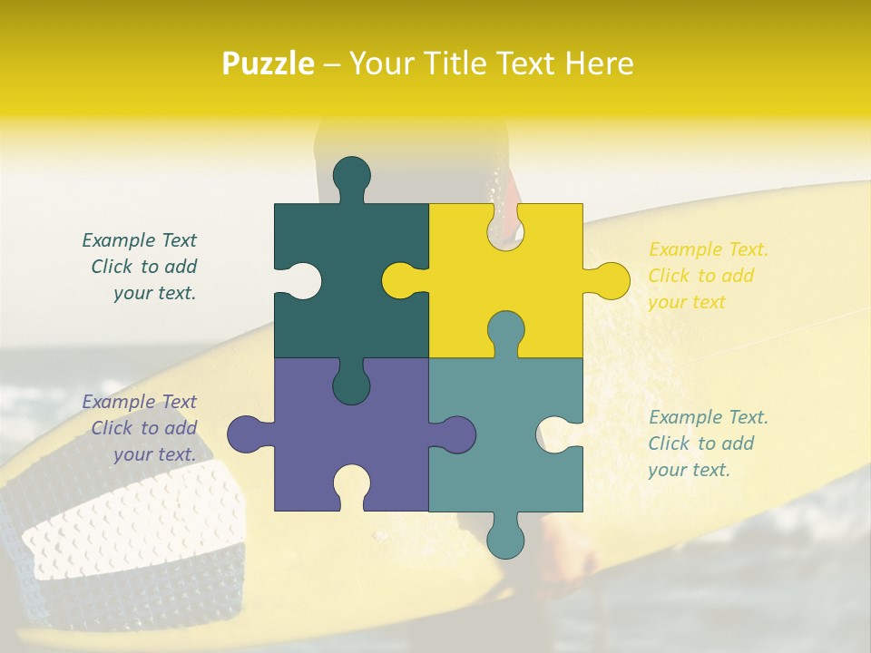 A Woman In A Wet Suit Holding A Yellow Surfboard PowerPoint Template