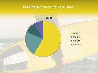 A Woman In A Wet Suit Holding A Yellow Surfboard PowerPoint Template