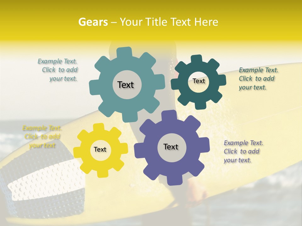 A Woman In A Wet Suit Holding A Yellow Surfboard PowerPoint Template