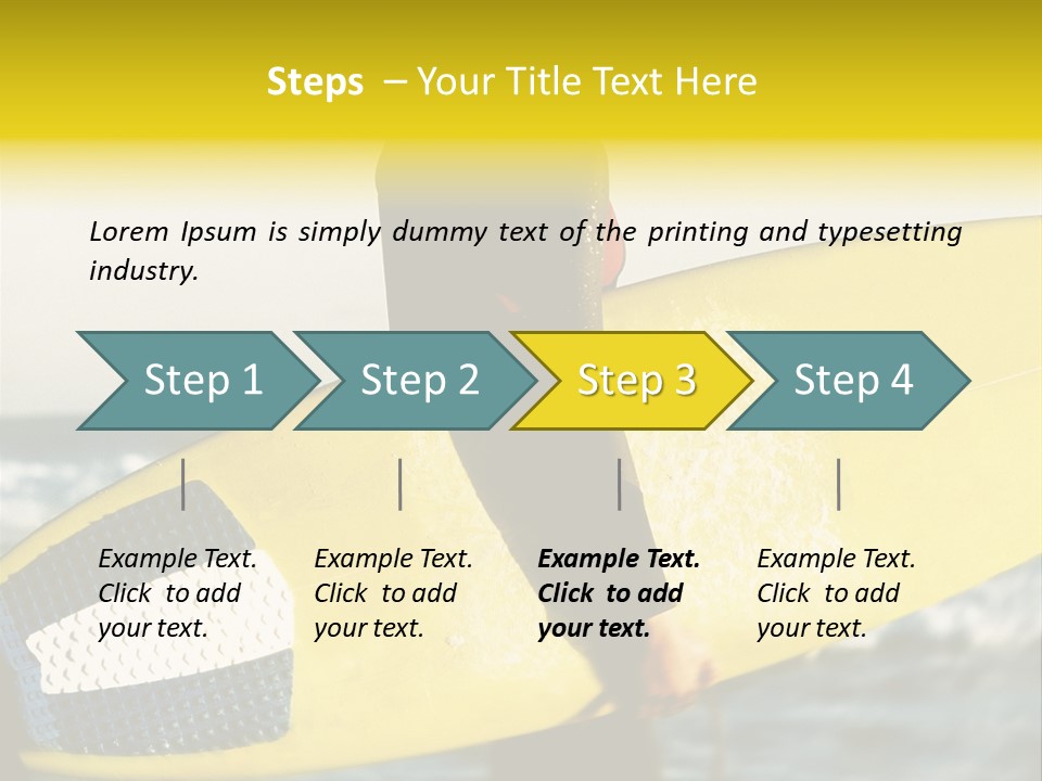 A Woman In A Wet Suit Holding A Yellow Surfboard PowerPoint Template