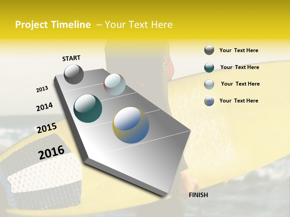 A Woman In A Wet Suit Holding A Yellow Surfboard PowerPoint Template