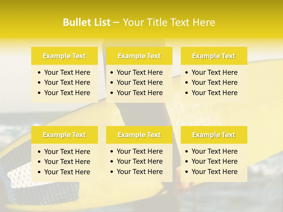 A Woman In A Wet Suit Holding A Yellow Surfboard PowerPoint Template